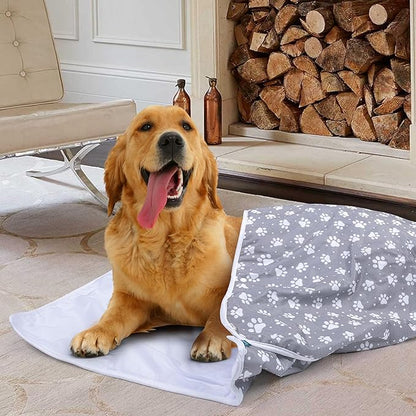 Teamoy Non-Slip Dog Blankets (Pack of 2), Waterproof Pet Fleece Pee Urine Proof Dog Blanket Cover Blanket Pad for Dogs, Puppies, Cats, White