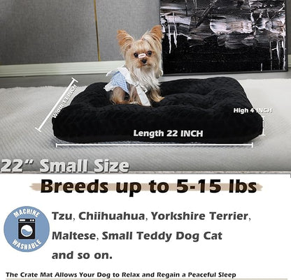 Dog Crate Mat for Dog Cages Black Dog Bed for Small Dogs 22 Inch Dog Crate Bed Washable Dog Mats for Sleeping 15 lbs
