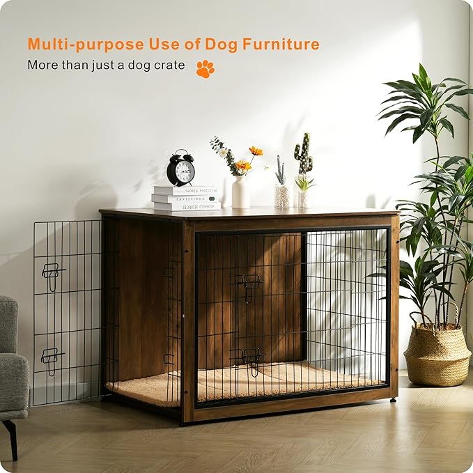 DWANTON Dog Crate Furniture with Cushion 43.3" L,