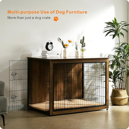 DWANTON Dog Crate Furniture with Cushion 43.3" L,