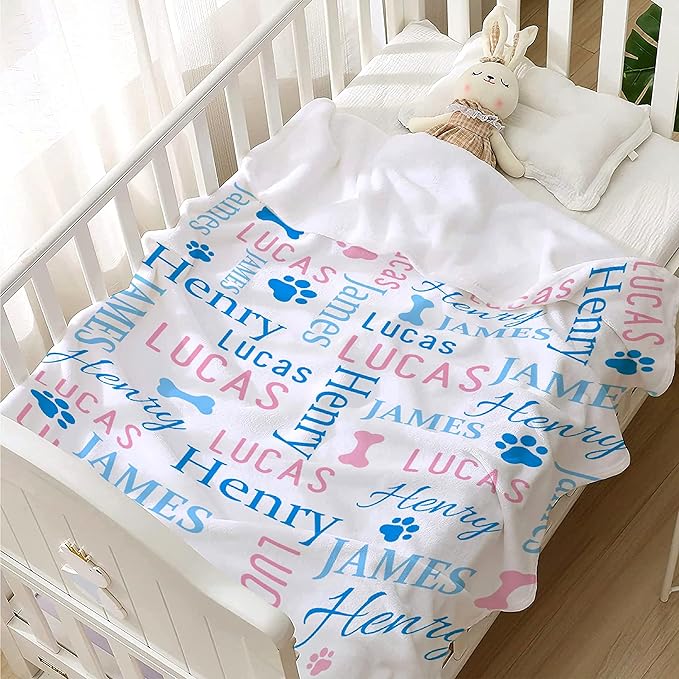 Personalized Dog Blankets Dog Paw Print Blanket Puppy Blanket 40"x30" for