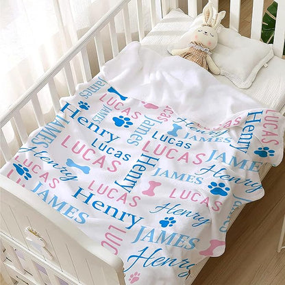 Personalized Dog Blankets Dog Paw Print Blanket Puppy Blanket 40"x30" for