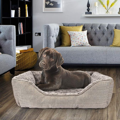 FURTIME Dog Bed for Large Medium Small Dogs Soft Washable Pet Bed Orthopedic Dog Sofa Bed Breathable Rectangle Sleeping Bed Anti-Slip Bottom(25''