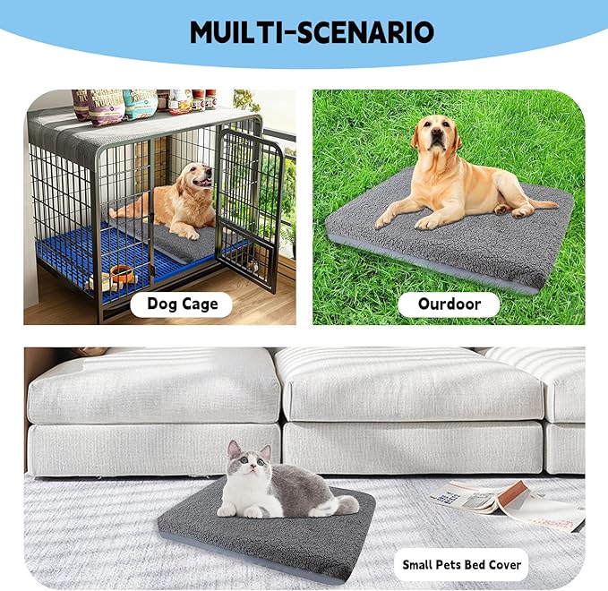 Dog Bed Cover,Dog Beds Covers Replacement Washable,Waterproof Pet Crate Pad Puppy Liner Grey Pillow Cover Sheet Removable Large Proof Soft Plush Kennels Resistan (S：20 * 30 * 6 Inch)