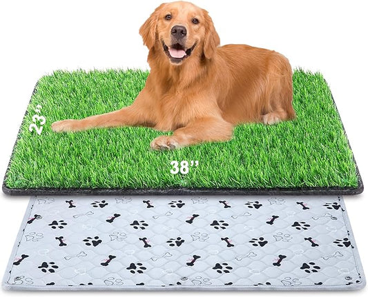 Dog Grass Mat with Pee Pad 38×23"