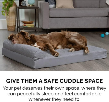 Furhaven Memory Foam Dog Bed for Large/Medium Dogs w/ Removable Bolsters & Washable Cover 55 lbs