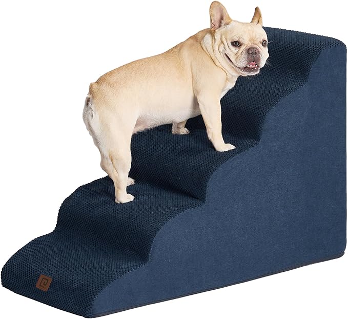 EHEYCIGA Curved Dog Stairs for High Beds 22.6" H 5-Step Dog