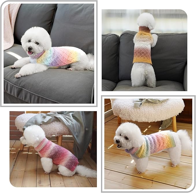 YUDODO Dog Sweater for Small Dogs Colorful Knitted Puppy Sweater Pet Dog Winter Clothes Warm Sweater for Yorkies Chihuahua(Medium