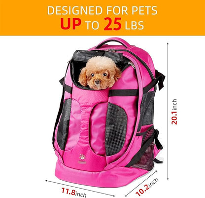 Pet Carrier Bag Backpack for Small Medium Dog&Cat Carrier Backpack with Safety Leash Large Ventilations Double-Layer Structure for Travel Outdoor (New Pink Red)