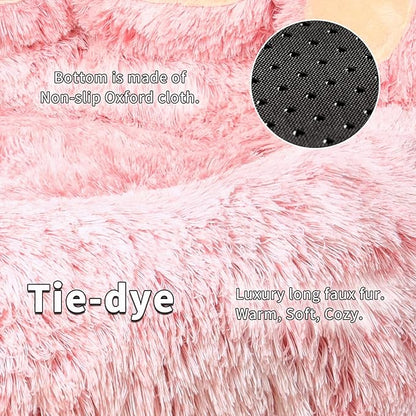 Jiupety Pet Round Bed of Paw Shape (22"×22"×6"), Pink