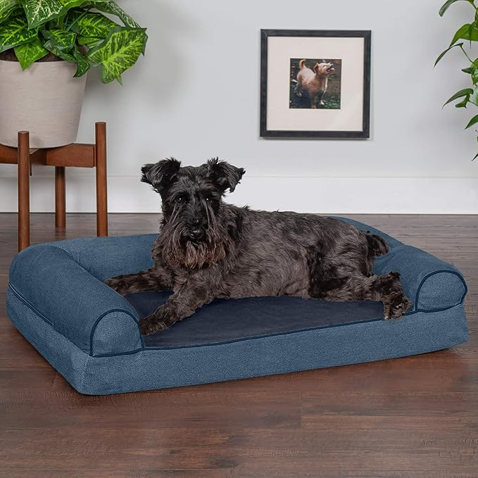 Furhaven Memory Foam Dog Bed for Medium/Small Dogs w/ Removable Bolsters & Washable Cover 35 lbs