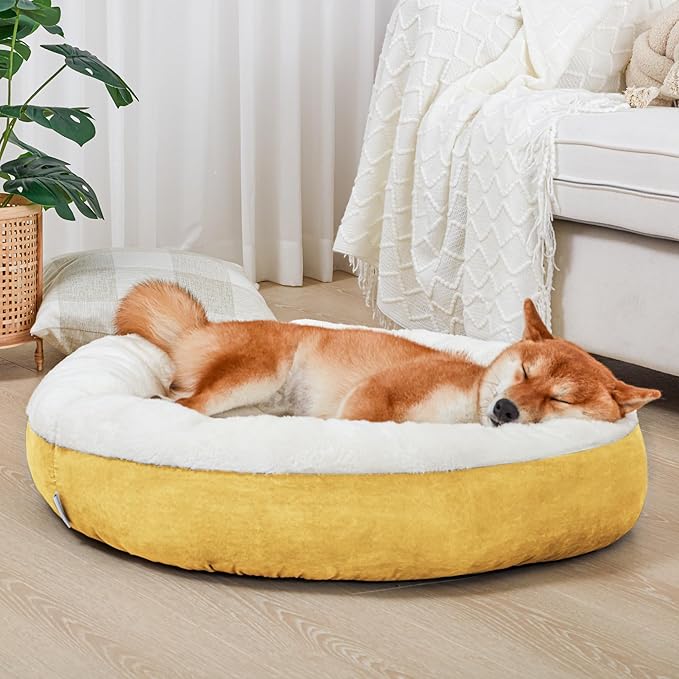 Love's cabin Donut Pet Bed Mat 30in, Yellow,