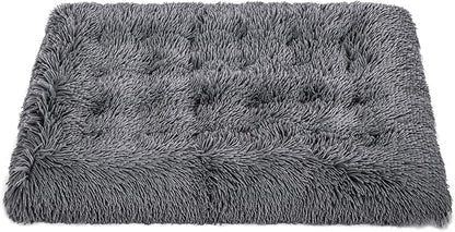 WONDER MIRACLE Fuzzy Deluxe Pet Beds, Super Plush Dog or Cat Beds Ideal for Dog Crates, Machine Wash & Dryer Friendly (15" x 23", S2-Dark Grey)