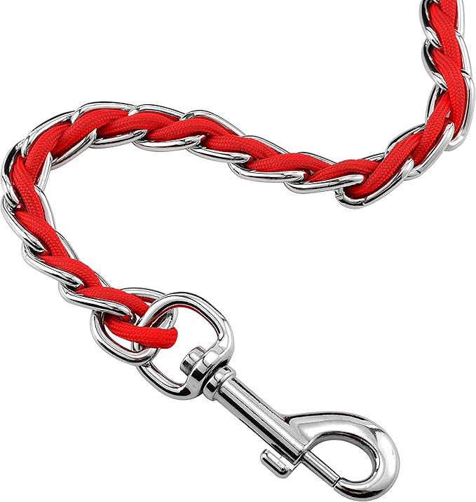 Chain Dog Leash Chew Proof Metal Leash for Medium Large Dogs 4FT Strong 3.0
