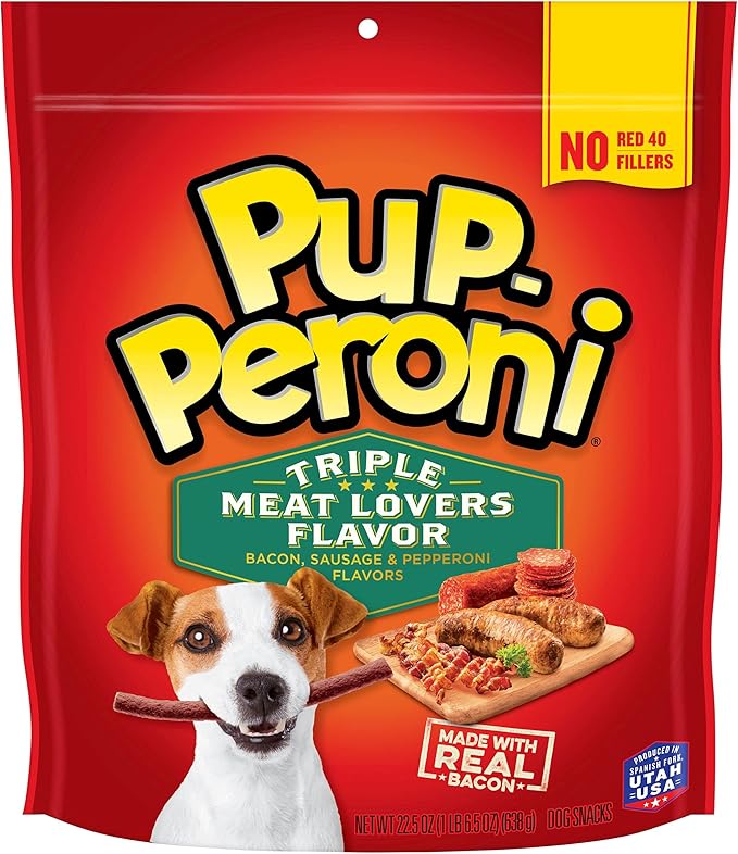 Pup-Peroni Dog Treats, Triple Meat Lovers Flavor, 22.5 Ounce, Bacon, Sausage and Pepperoni