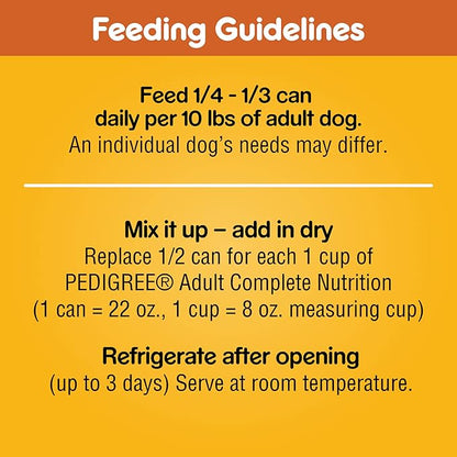 PEDIGREE CHOPPED GROUND DINNER Adult Canned Soft Wet Dog Food with Chicken, 22 oz. Cans (Pack of 12)