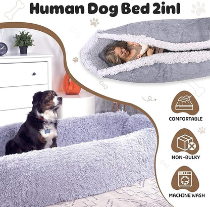 Comfy Human Dog Bed for People Adults 2in1 Foldable 70"x30”x12” Portable
