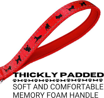 EcoBark Dog Leash - Soft & Reflective Comfort Training Leashes with Padded Handle - Strong Durable Heavy Duty - Training and Pulling for Small, Medium or Large Dogs (Red)