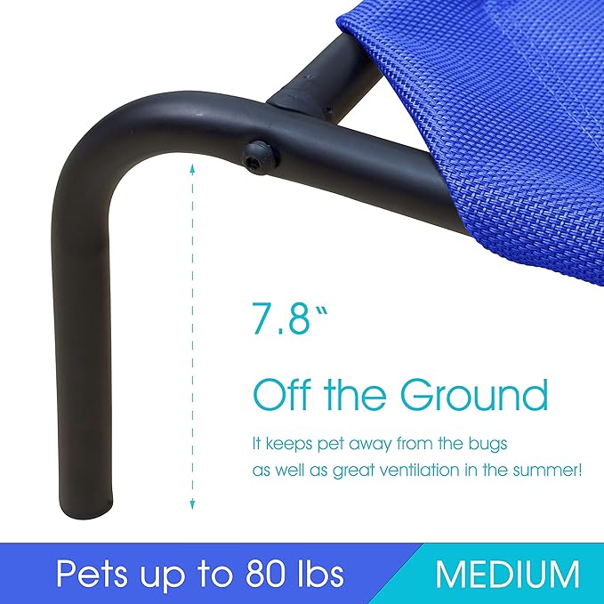 PHYEX Heavy Duty Steel-Framed Portable Elevated Pet Bed 43.5" L 25.5" W 7.8" H(M,