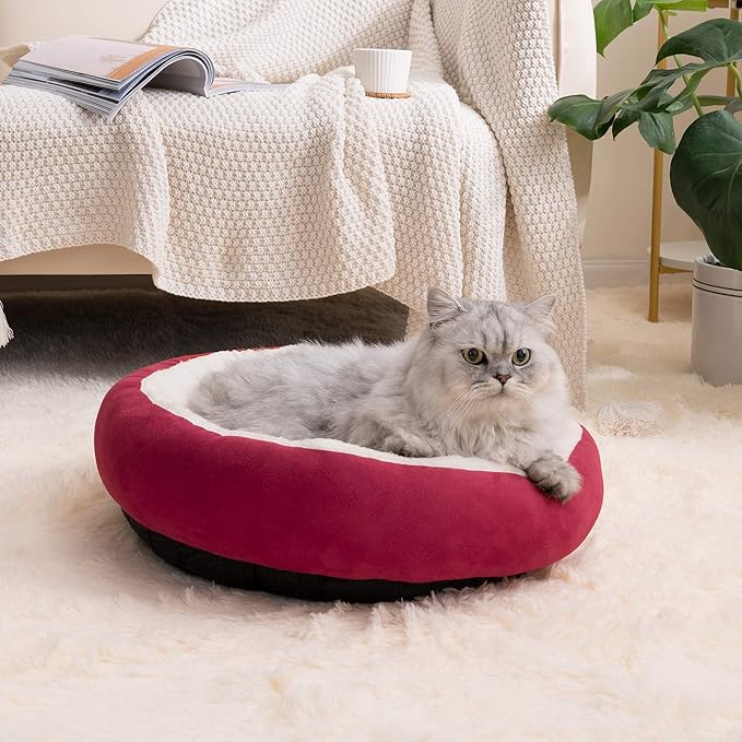 Love's cabin Round Donut Cat and Dog Cushion Bed 20in Pet