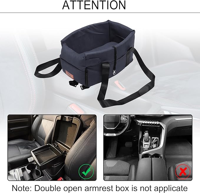 X AUTOHAUX Dog Car Seat Adjustable Straps Portable for Medium Small Sized Puppy Cat Seat Pets Soft Non Slip Bottom Travel Bed Gray