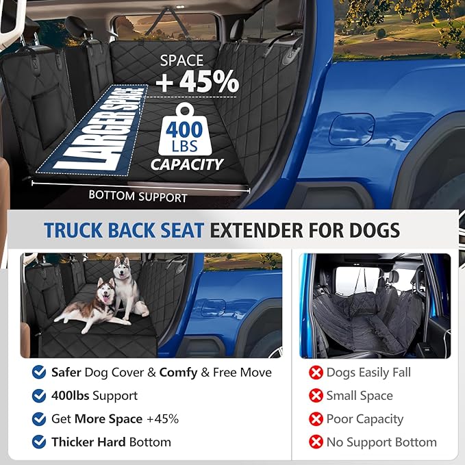 FULIDOUER Truck Back Seat Extender for Dogs 400lbs, Hard