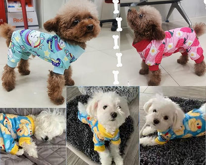 XPUDAC 4 Piece Dog Pajamas for Small Dogs Pjs Clothes Puppy Onesies Outfits for Doggie Christmas Shirts Sleeper for Pet Cats Jammies-S