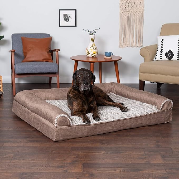 Furhaven Memory Foam Dog Bed for Large Dogs w/ Removable Bolsters & Washable Cover 125 lbs