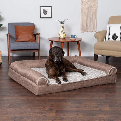 Furhaven Memory Foam Dog Bed for Large Dogs w/ Removable Bolsters & Washable Cover 125 lbs