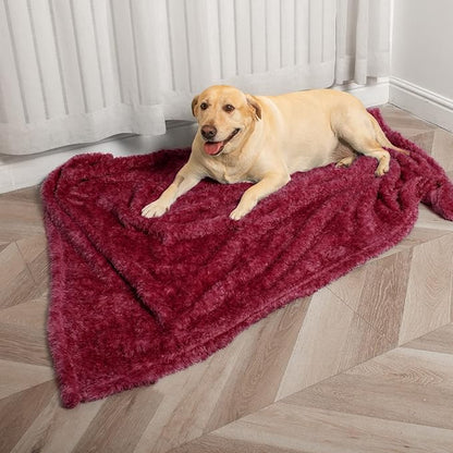 Macevia Fluffy Fleece Dog Blankets (L(40''x60''), Wine)