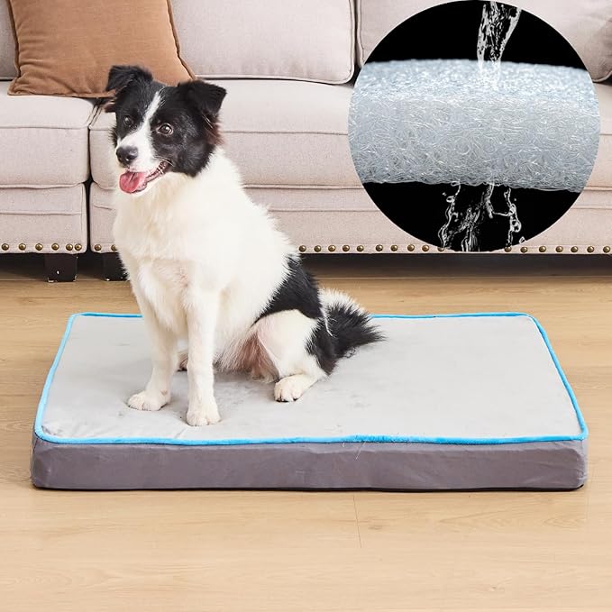 Dog Bed for Large Dogs-Air Fiber Core 100% Breathable Cover(36x27x3 Inch)