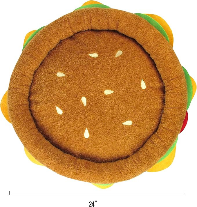 TONBO Soft Plush Small Cute and Cozy Food Dog Cat Bed, Washer and Dryer Friendly (Burger)