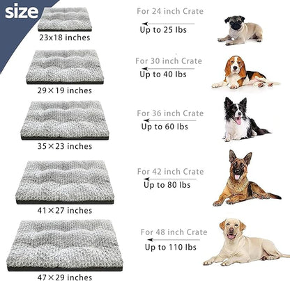 Washable Dog Crate Bed Deluxe Plush Dog Beds Reversible All-Seasons Bed Pet Sleeping Mattress for Large