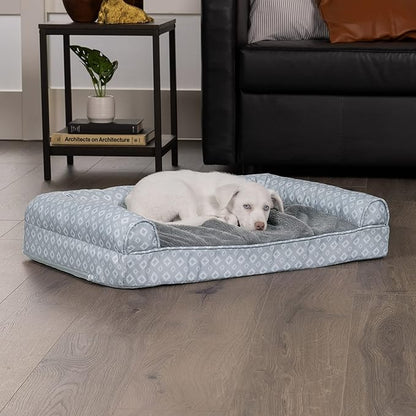 Furhaven Cozy Memory Foam Dog Bed for Medium/Small Dogs w/ Removable Bolsters & Washable Cover 35 lbs