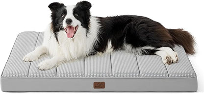 Bedsure Cooling Gel Foam Dog Bed for Large Dogs Cover(36"x27", Grey)