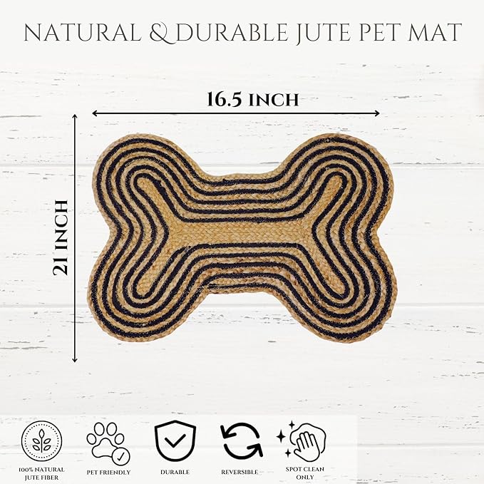 16.5X21 inch Pack of 1 Dog Feeding Mat Cat Pet Dining Mat Natural Jute Material Rug Small Mat for Pet (Dog Chew 16.5"X21")