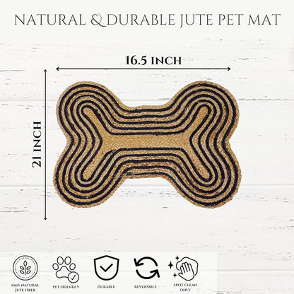 16.5X21 inch Pack of 1 Dog Feeding Mat Cat Pet Dining Mat Natural Jute Material Rug Small Mat for Pet (Dog Chew 16.5"X21")