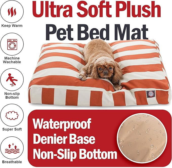 Majestic Pet Rectangle Medium Dog Bed Washable – Non Slip Comfy Pet Bed – Dog Crate Bed with Removable Washable Cover – Dog Kennel Bed for Sleeping 36x29x4 Inch