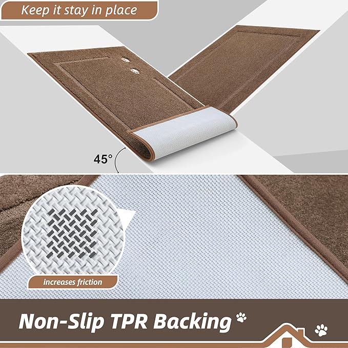 BEQHAUSE Dog Door Mat for Muddy Paws Absorbent Dirt Trapper Entryway Rug Non-Slip Washable Dog Welcome Mat Soft Mud Mat for Dogs Entry Indoor Door Mat for Inside Floor 20"x32"