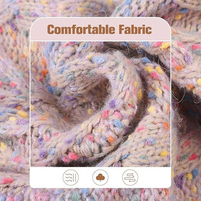 BEAUTYZOO Cable Knit Small Dog Sweater, Color Block with Fuzzy Thread Knitted Turtleneck Dog Knitwear with Dots in a Variety of Colors for Small Medium Dogs Fall Winter Dog Clothes, S Beige