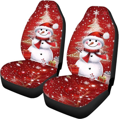 Christmas Tree Snowman Seat Covers for Cars Front 4 Pieces