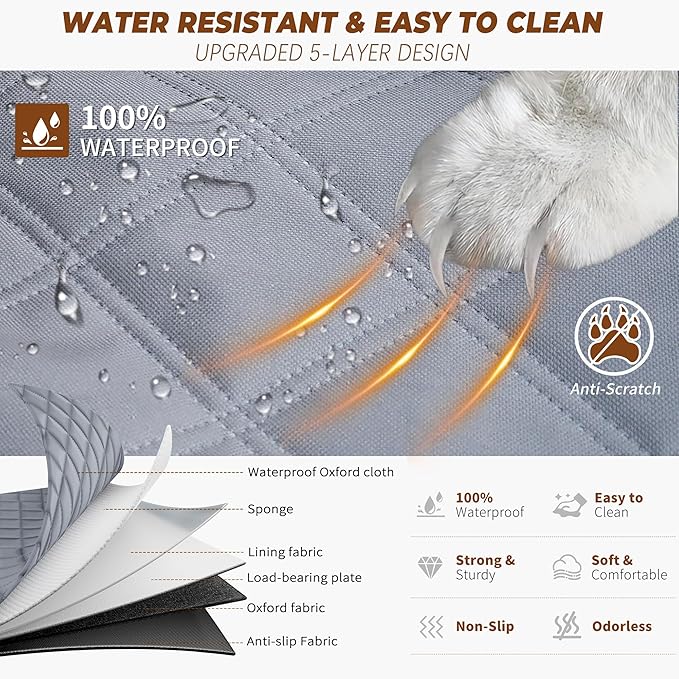 Dog Car Seat Cover for Back Seat Hard Bottom 100% Waterproof,