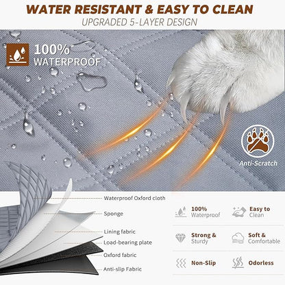 Dog Car Seat Cover for Back Seat Hard Bottom 100% Waterproof,