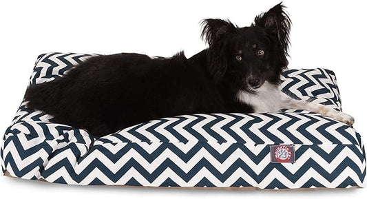 Navy Blue Chevron Large Rectangle Indoor Outdoor Pet Dog Bed With Removable Washable Cover By Majestic Pet Products