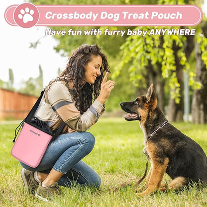 6 Set Dog Travel Bag, Large Pet Travel Kit for Supplies, Includes 2 Food Containers, 1 Travel Organizer for Dogs, 2 Collapsible Bowls, 1 Treat Pouch, Pink Dog Mom Gifts for Women