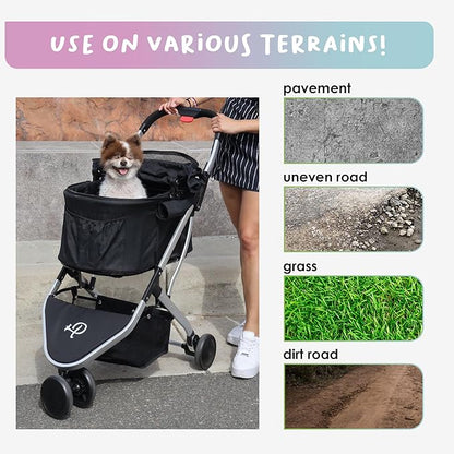 Petique 3-in-1 Newport Pet Stroller (Travel Carrier + Car Seat + Stroller) 360º Front 45LBS –