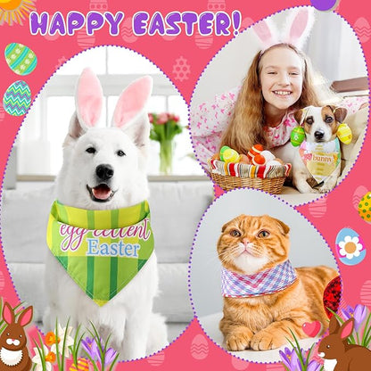 Sweetude 100 Pcs Easter Plaid Dog Bandanas Bulk