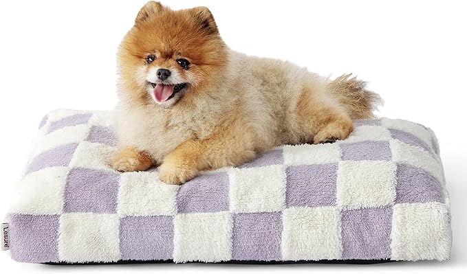 Lesure Small Dog Beds-Thick Shredded Chopped Foam Pet Bed Bottom(24'x16', Purple)
