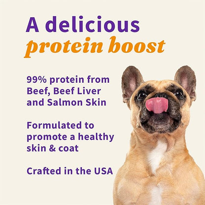 Halo Freeze Dried Raw Skin & Coat Topper, Beef and Salmon Skin Recipe, Raw, Real Meat Topper, All Life Stages, 3.5-OZ Bag