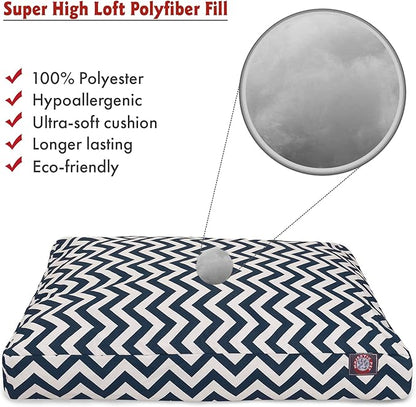 Navy Blue Chevron Small Rectangle Indoor Outdoor Pet Dog Bed With Removable Washable Cover By Majestic Pet Products